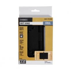 Everbilt 5 in. Black Heavy-Duty Butt Hinge with Rust Defender -Everbilt Store everbilt fence gate hinges 60226 4f 1000