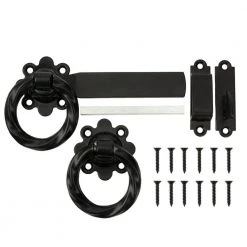 Everbilt 6 in. Black Heavy Duty Decorative Gate Ring Latch