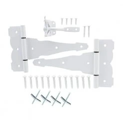 Everbilt White Decorative Gate Hinge and Latch Set