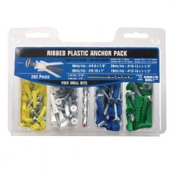 Everbilt 202-Piece #4-#16 x 7/8 in. x 1-1/2 in. Plastic Ribbed Anchor Pack with Screw
