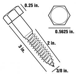 Everbilt 3/8 in. x 3 in. Hex Galvanized Lag Screw (25-Pack) 6 Everbilt 3/8 in. x 3 in. Hex Galvanized Lag Screw (25-Pack) -Everbilt Store everbilt lag bolts 803890 c3 1000