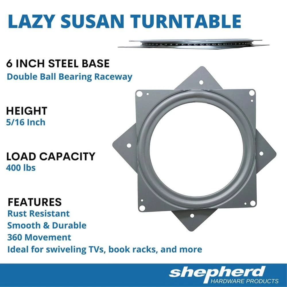 Everbilt 6 in. Square Lazy-Susan Turntable with 400 lb. Load Rating 2 Everbilt 6 in. Square Lazy-Susan Turntable with 400 lb. Load Rating - Image 2