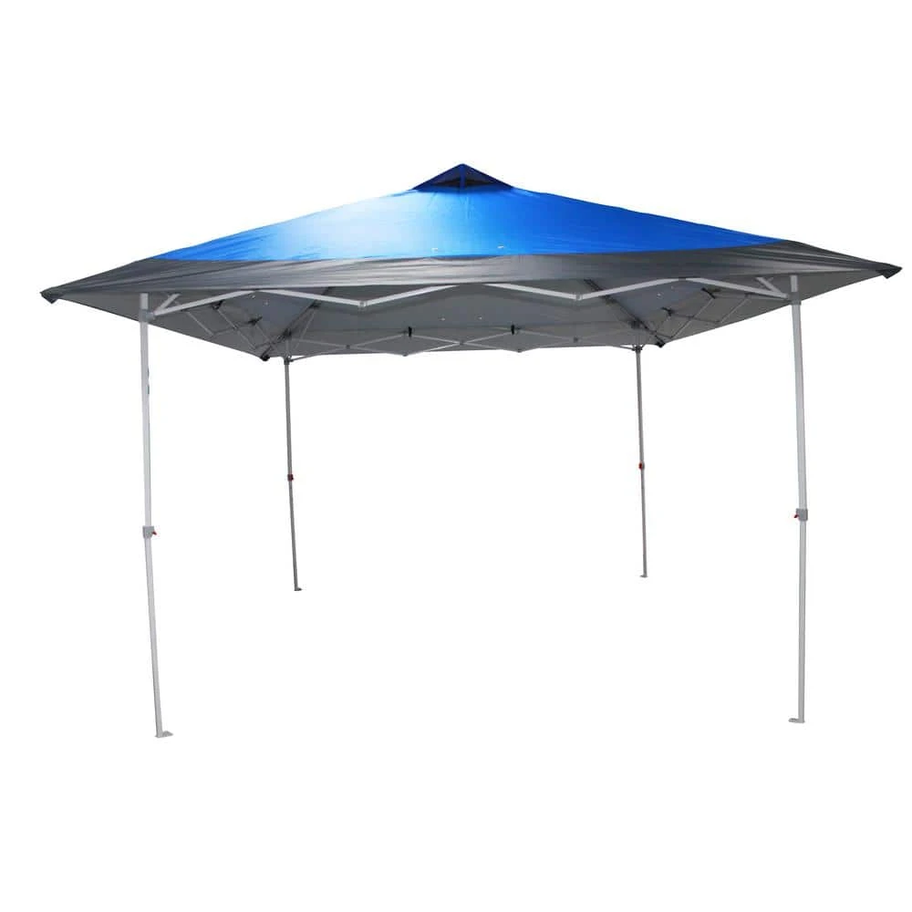 Everbilt 12 ft. x 12 ft. Blue Mega Shade Pop-Up Canopy with Grey Trim 1 Everbilt 12 ft. x 12 ft. Blue Mega Shade Pop-Up Canopy with Grey Trim