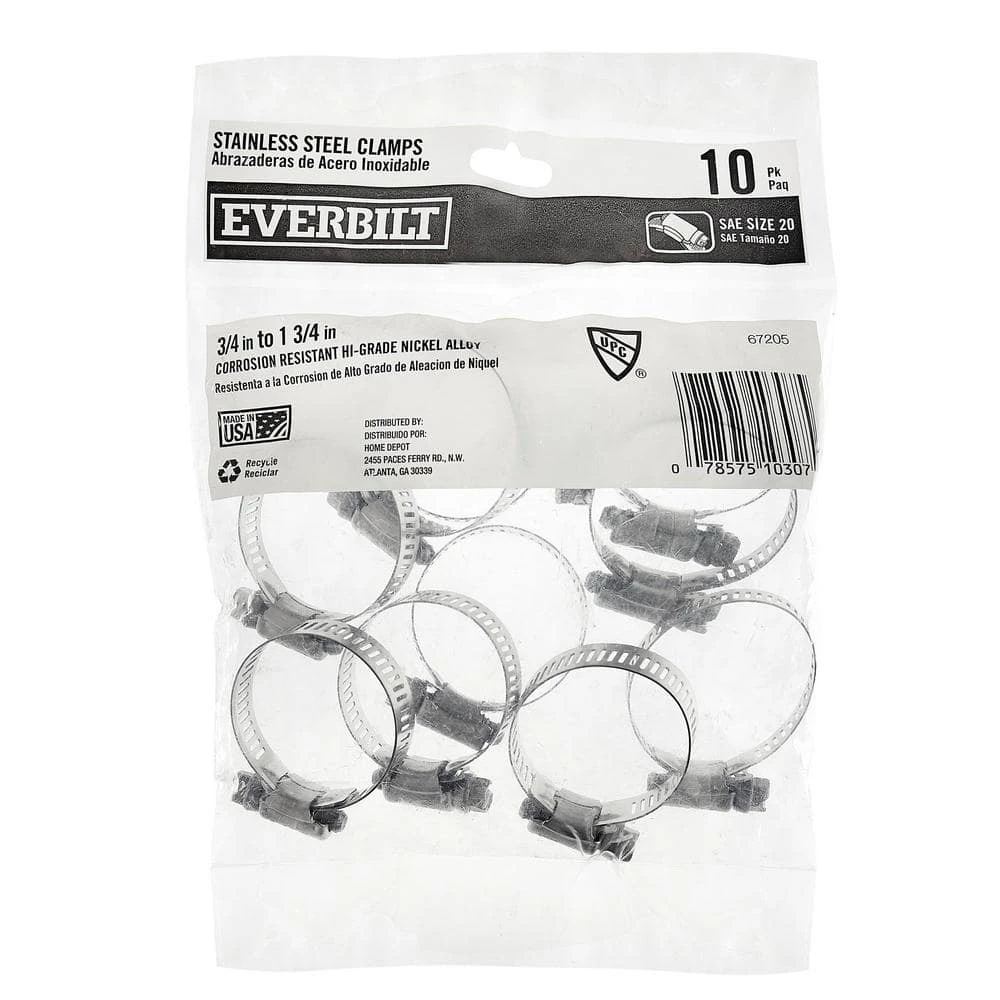 Everbilt 3/4 - 1-3/4 in. Stainless Steel Hose Clamp (10-Pack) 2 Everbilt 3/4 - 1-3/4 in. Stainless Steel Hose Clamp (10-Pack) - Image 2