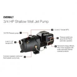 Everbilt 3/4 HP Shallow Well Jet Pump -Everbilt Store everbilt shallow well pumps j200a3 44 1000
