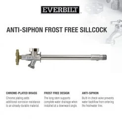 Everbilt 1/2 in. x 3/4 in. Chrome-Plated Brass MPT/SWT x MHT Anti-Siphon Frost Free Sillcock -Everbilt Store everbilt sillcocks 104 515eb fa 1000