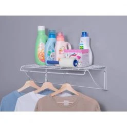 Everbilt Laundry Shelf - 24 in. W x 7 in. H x 12 in. D Wire Shelf -Everbilt Store everbilt wall mounted shelves 90258 31 1000