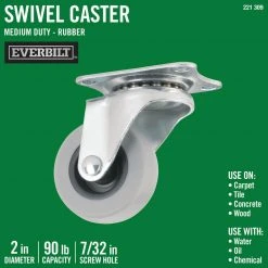 Everbilt 5 in. Gray Rubber Like TPR and Steel Swivel Plate Caster with Locking Brake and 350 lb. Load Rating