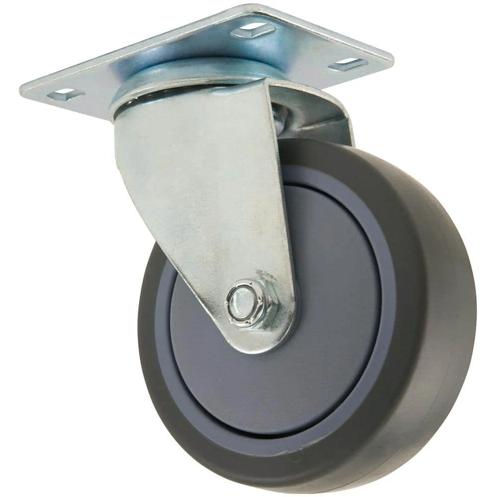 Everbilt 4 in. Gray Rubber Like TPR and Steel Swivel Plate Caster with 250 lb. Load Rating 2 Everbilt 4 in. Gray Rubber Like TPR and Steel Swivel Plate Caster with 250 lb. Load Rating - Image 2