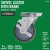 Everbilt 4 in. Gray Rubber Like TPR and Steel Swivel Plate Caster with Locking Brake and 250 lb. Load Rating