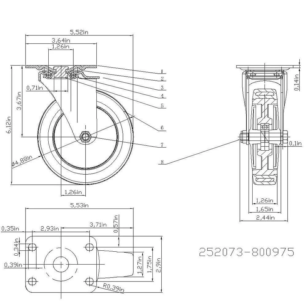 Everbilt 5 in. Medium Duty Gray TPR Swivel Plate Caster with 350 lbs. Weight Capacity 2 Everbilt 5 in. Medium Duty Gray TPR Swivel Plate Caster with 350 lbs. Weight Capacity - Image 2