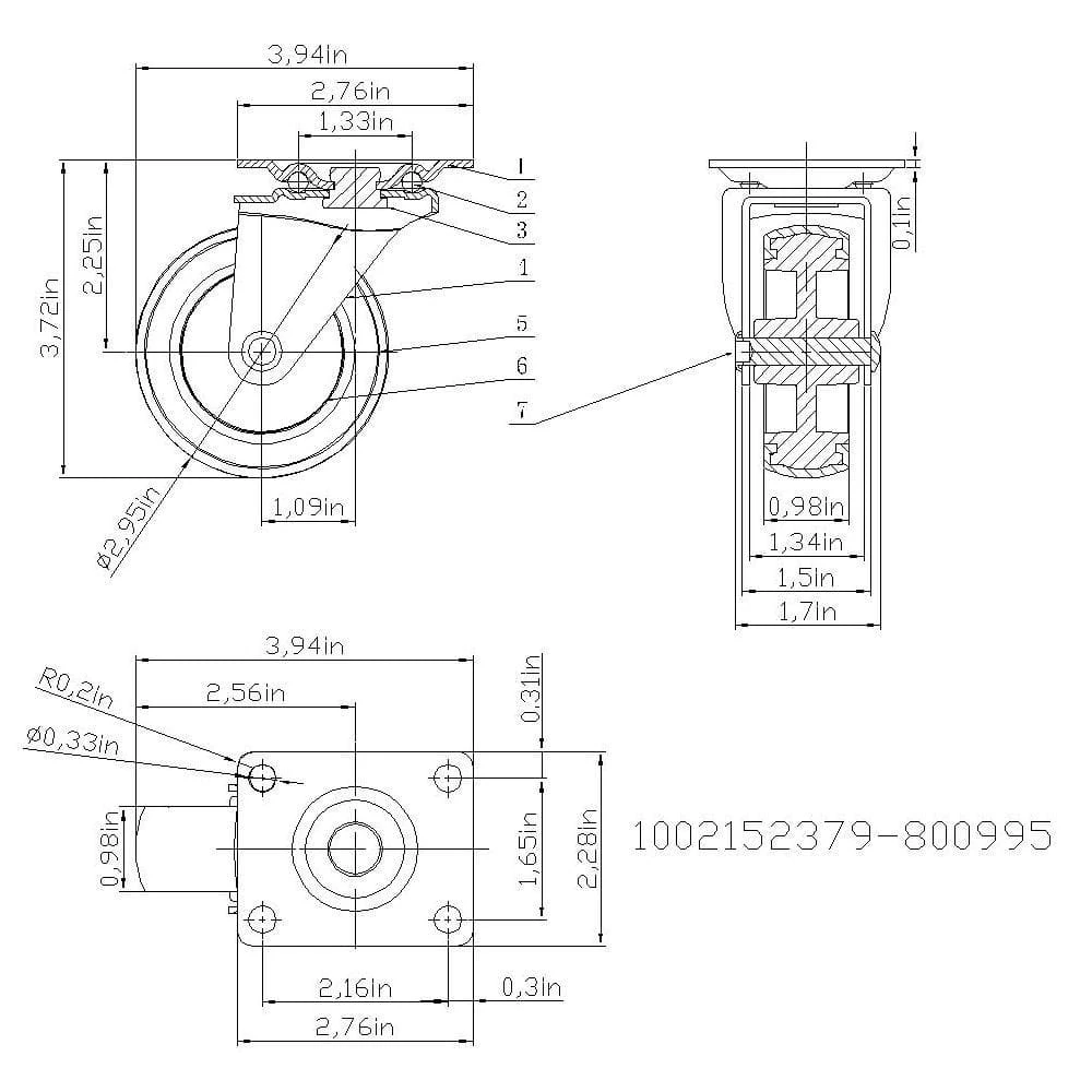 Everbilt 3 in. Medium Duty Gray TPR Swivel Plate Caster with 175 lbs. Weight Rating 2 Everbilt 3 in. Medium Duty Gray TPR Swivel Plate Caster with 175 lbs. Weight Rating - Image 2