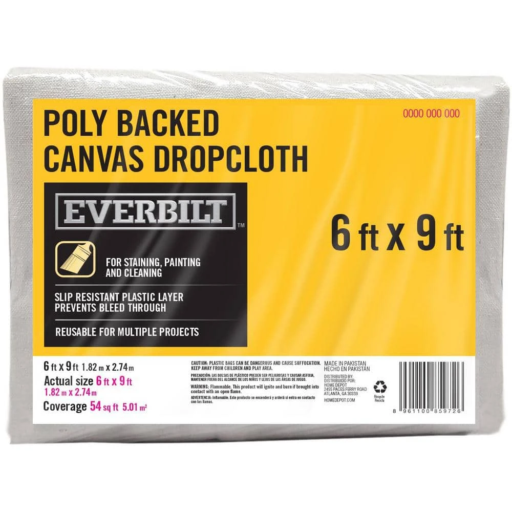 Everbilt 6 ft. x 9 ft. Poly Backed Drop cloth 3 Everbilt 6 ft. x 9 ft. Poly Backed Drop cloth - Image 3