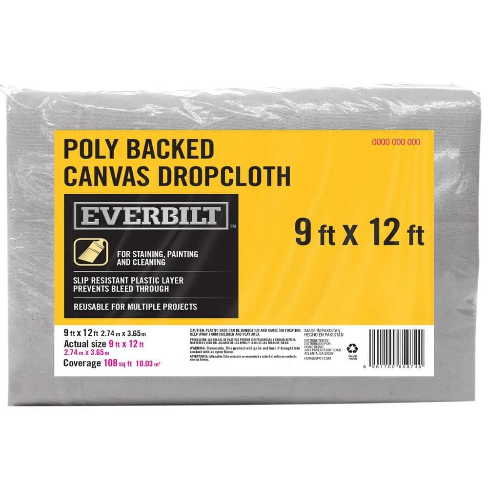 Everbilt 9 ft. x 12 ft. Poly Backed Drop cloth 3 Everbilt 9 ft. x 12 ft. Poly Backed Drop cloth - Image 3