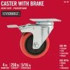 Everbilt 4 in. Red Polyurethane and Steel Swivel Plate Caster with Locking Brake and 250 lb. Load Rating