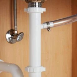 Everbilt 1-1/2 in. x 8-1/2 in. White Plastic Slip-Joint Sink Drain Tailpiece Extension Tube with Hi-Line Branch -Everbilt Store white everbilt drains drain parts c9818 76 1000