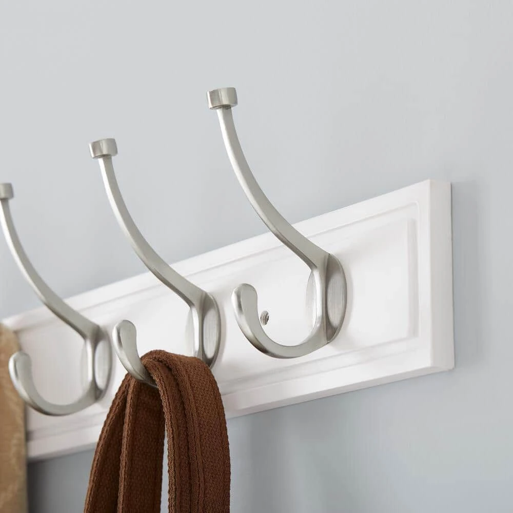 Everbilt 27 in. White Rack with 5 Satin Nickel Hooks 3 Everbilt 27 in. White Rack with 5 Satin Nickel Hooks - Image 3