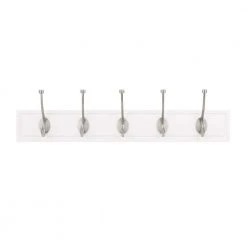 Everbilt 27 in. White Rack with 5 Satin Nickel Hooks