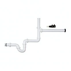 Everbilt 1-1/2 in. White Plastic Slip-Joint Garbage Disposal Install Kit with Dishwasher Garbage Disposal Connector