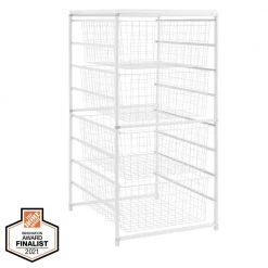 Everbilt 34.76 in. H x 17.13 in. W White Steel 4-Drawer Close Mesh Wire Basket
